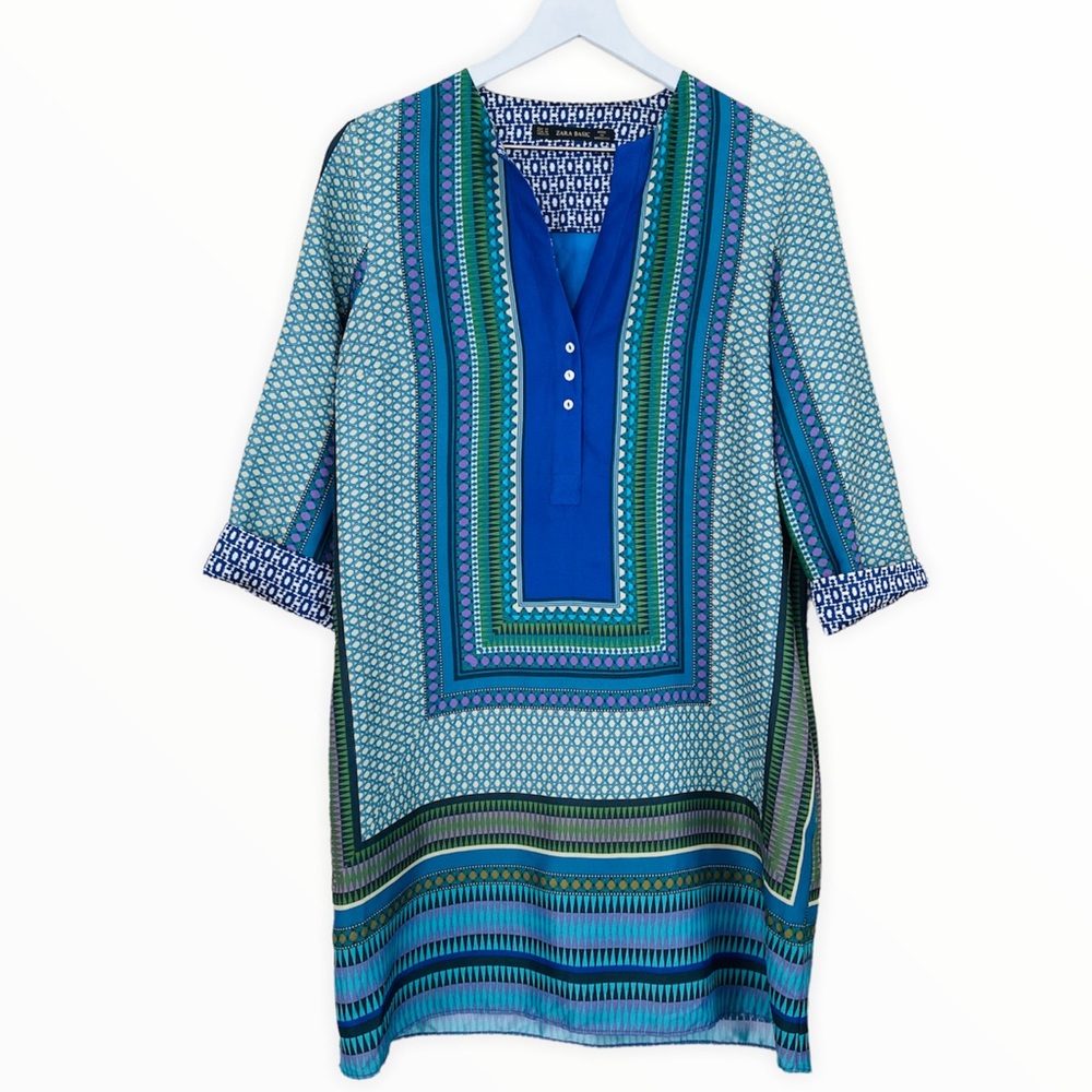 Zara Blue & Purple Stripe Satin Pocket Dress Size Medium